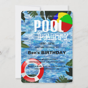 Partie du pool Nage Invitation d'anniversaire