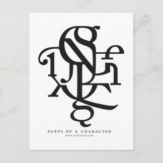 Parties d'une carte postale de caractère