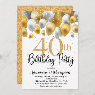 Parties scintillant 40e anniversaire Invitation Ba