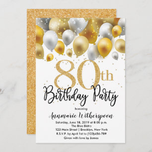 Parties scintillant 80e anniversaire Invitation Ba