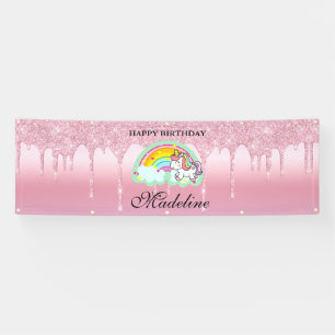 Parties scintillant à goutte rose bannière Unicorn