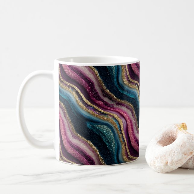 Parties scintillant Agate Cyan rose Café Mug (Avec donut)