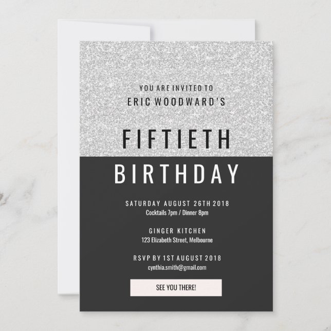 Parties scintillant Anniversaire Invitation de fêt (Devant)