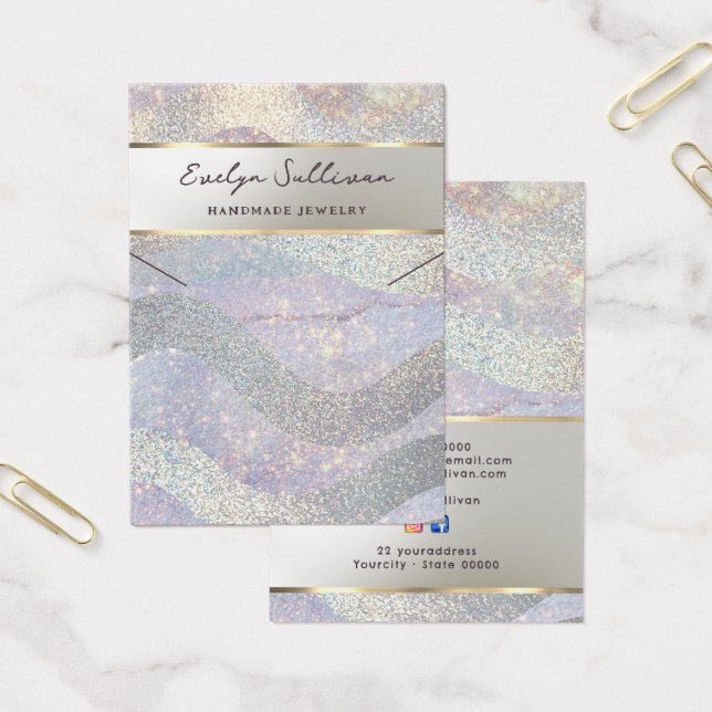 Parties scintillant aquarelle ondes collier carte  (Bureau)