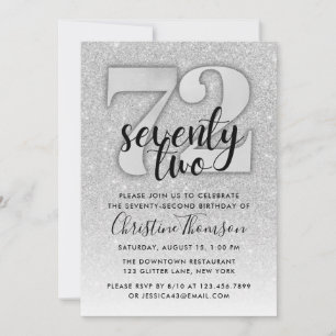 Parties scintillant Argent 72e Invitation Annivers
