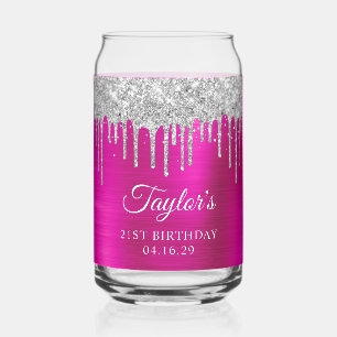 Parties scintillant argent gouttes rose chaud 21e