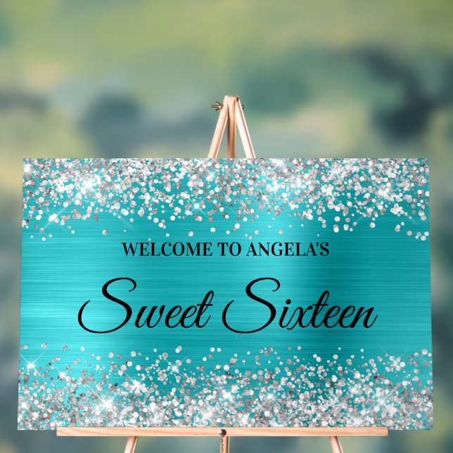 Parties scintillant argentée Sweet sixteen bleu tu (Neutre)
