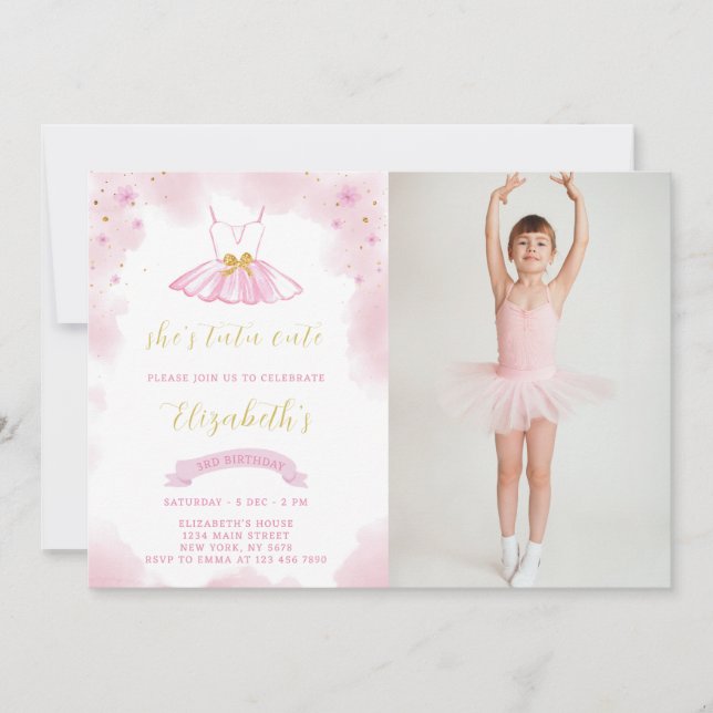 Parties scintillant Ballerina Invitation Anniversa (Devant)