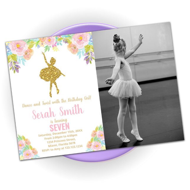 Parties scintillant Ballerina Invitations d'annive (Créateur téléchargé)