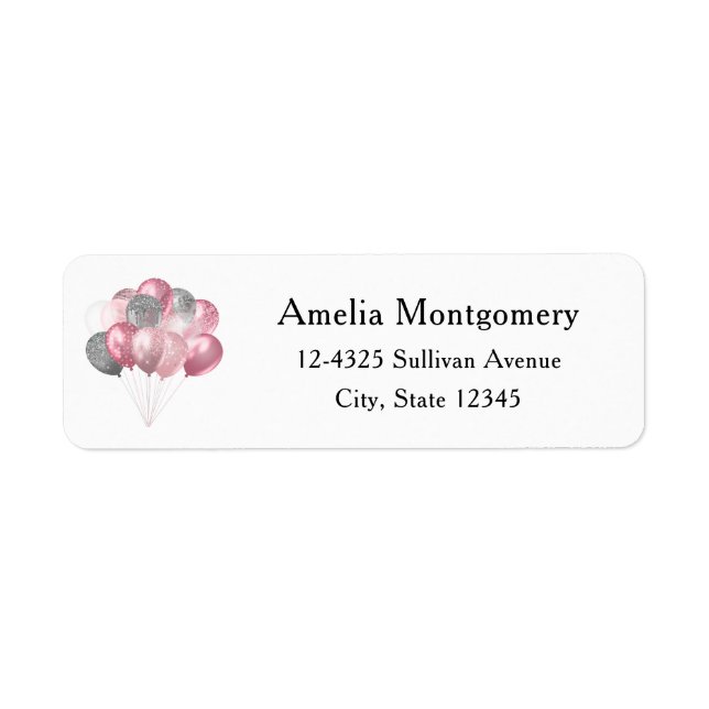 Parties scintillant Ballons rose et argent Adresse (Devant)