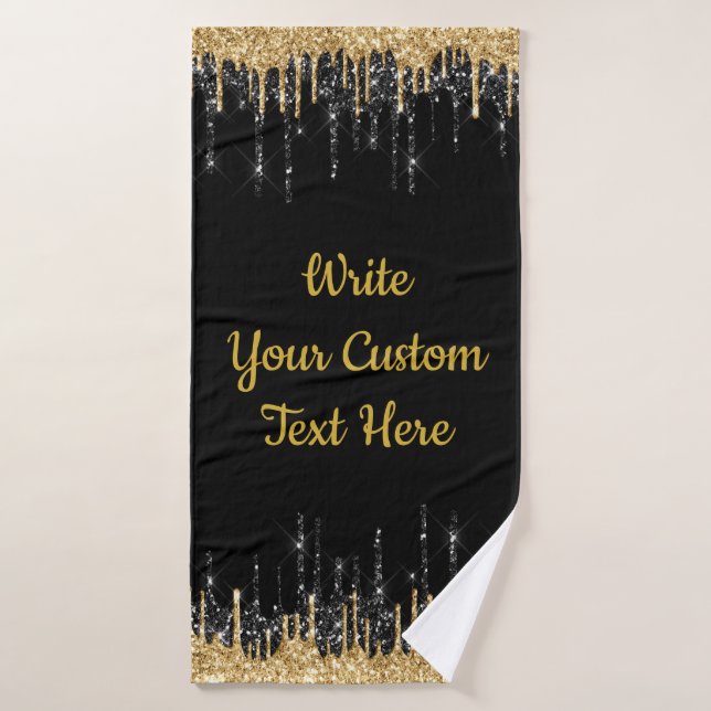 Parties scintillant Black et Gold personnalisée su (Serviette de bain)