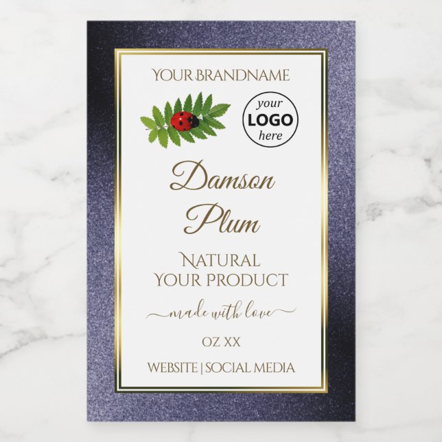 Parties scintillant Bleu Blanc Or Étiquette de pro (Étiquettes simples)