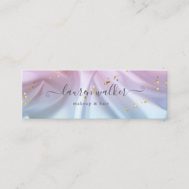 Parties scintillant bleu rose  Satin Carte de visi (Devant)