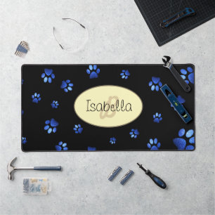 Parties scintillant bleue chien patte motif, Monog