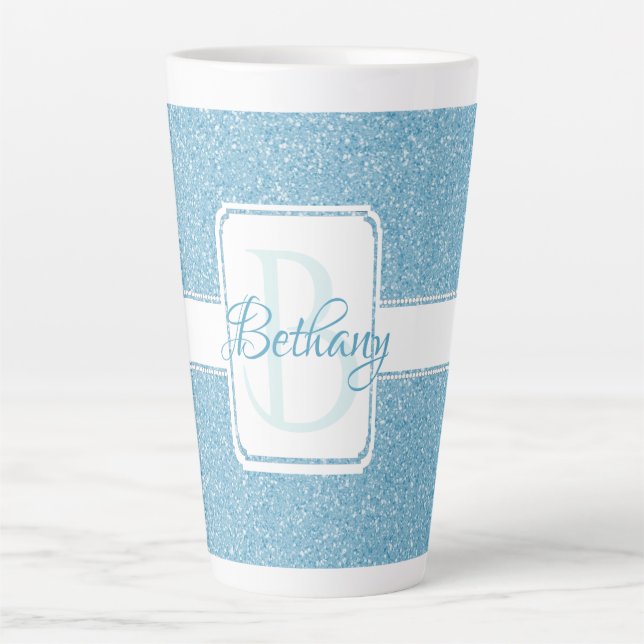 Parties scintillant Bleue Mug Latte Personnalisé (Devant)