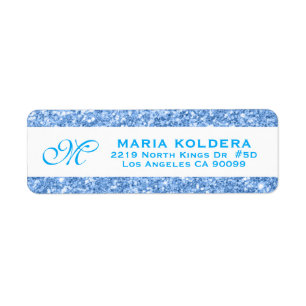 Parties scintillant Blue Faux Monogramme personnal
