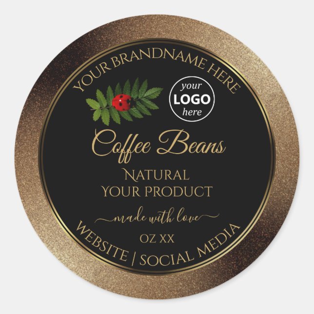 Parties scintillant Brown Noir Étiquettes Ladybug  (Devant)