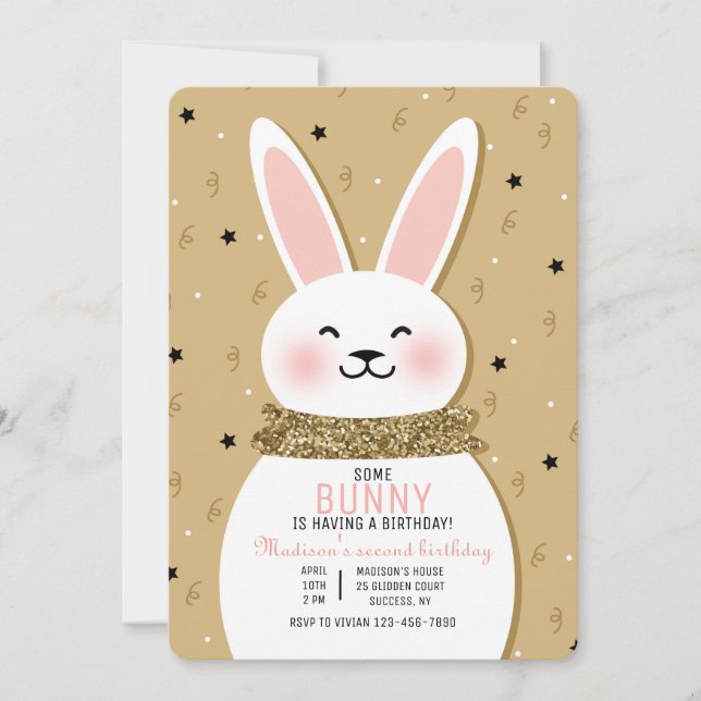 Parties scintillant Bunny Invitation (Devant)