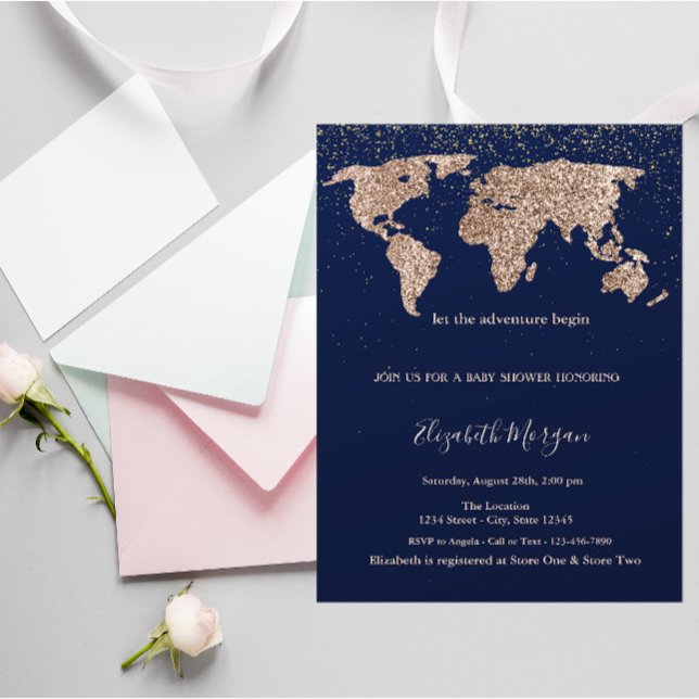 Parties scintillant Carte du monde Baby shower ble (Créateur téléchargé)