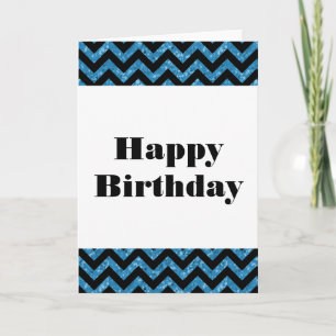 Parties scintillant Chevron bleu Bonne Carte Anniv