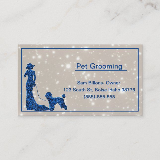 Parties scintillant Chien Grooming Carte de visite (Devant)