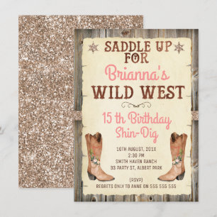 Parties scintillant Cowgirl Wild West Invitation A