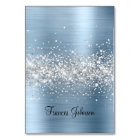 Parties scintillant d'argent Blue Foil Nom Cartes 