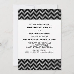 Parties scintillant d'argent Chevron Invitation de