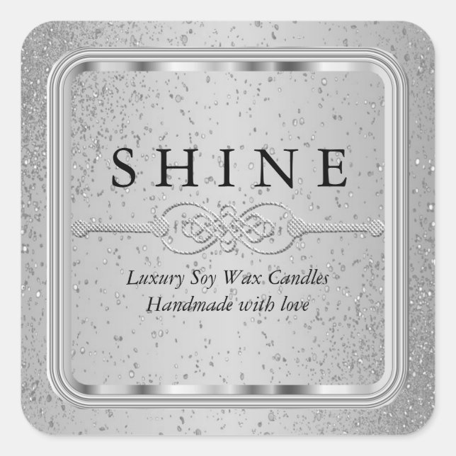 Parties scintillant d'argent et Carré Étiquette d' (Devant)