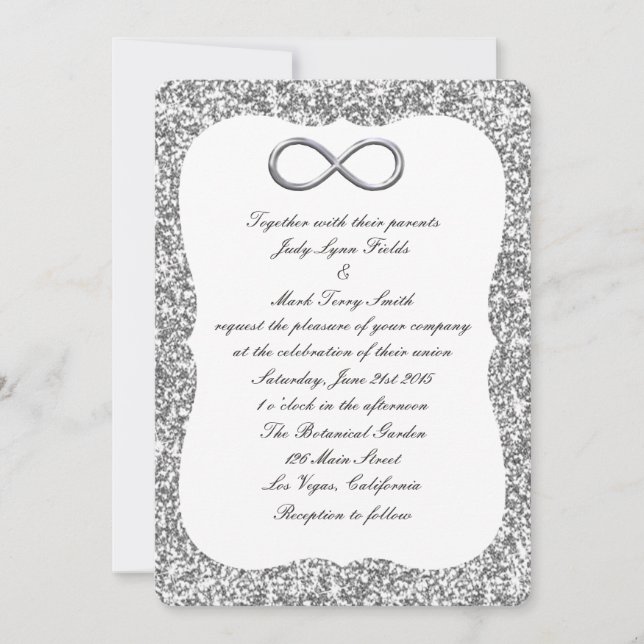 Parties scintillant d'argent Faire-part de mariage (Devant)