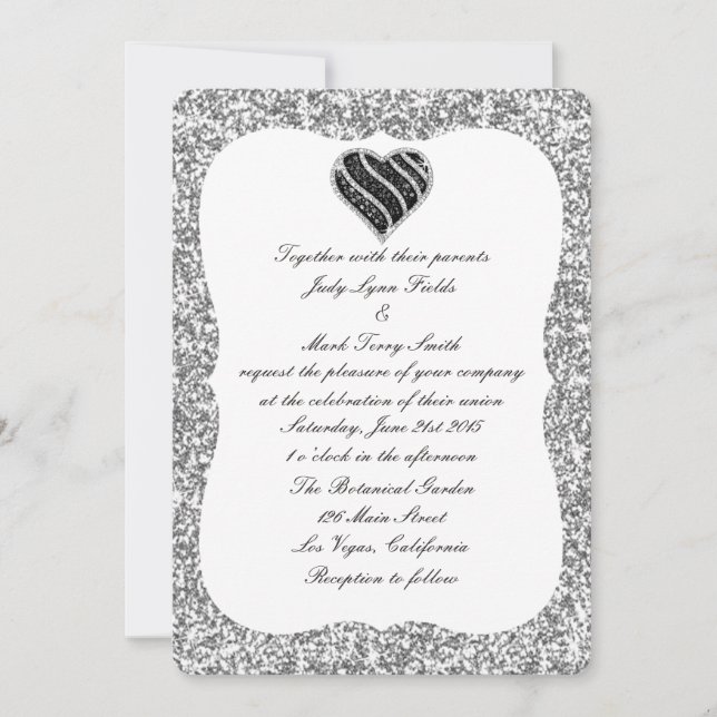Parties scintillant d'argent Faire-part de mariage (Devant)