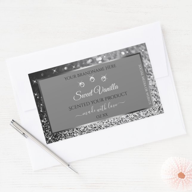 Parties scintillant d'argent Glam Grey Étiquettes  (Enveloppe)