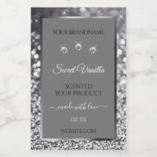 Parties scintillant d'argent Glam Grey Étiquettes 
