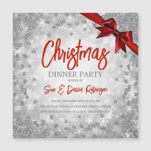 Parties scintillant d'argent Invitation de Noël de