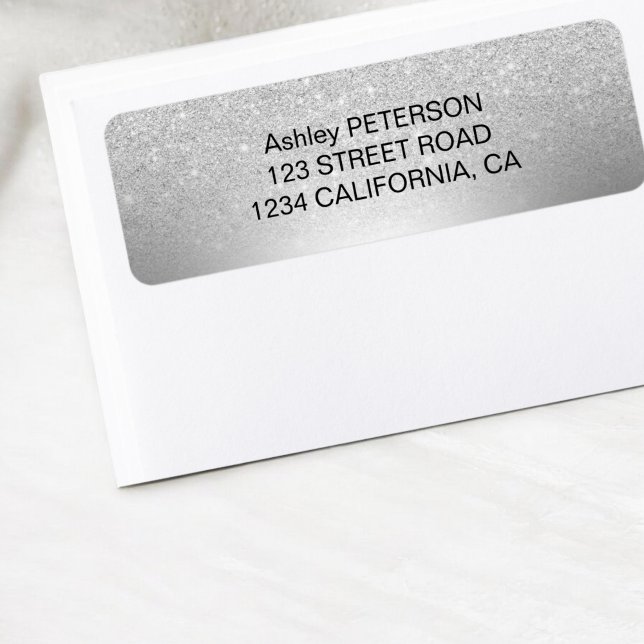Parties scintillant d'argent ombre feuille métalli (Silver glitter ombre metallic foil label)