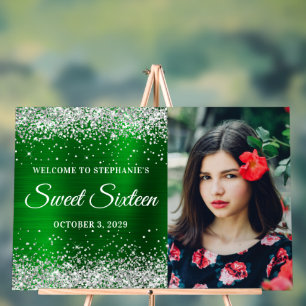 Parties scintillant d'argent vert Sweet sixteen à 