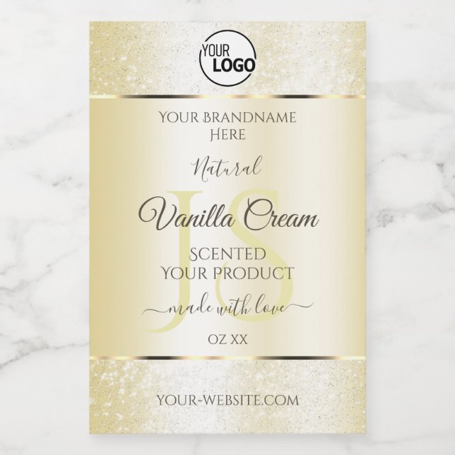 Parties scintillant de crème or Étiquettes produit (Étiquettes simples)