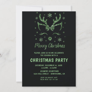 Parties scintillant de Noël Renard vert Invitation