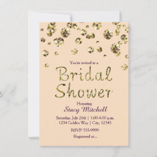 Parties scintillant de pêche et d'or Invitation de