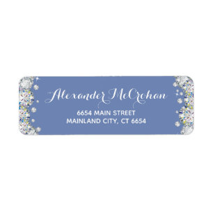 Parties scintillant Diamant bleu et argent Adresse