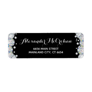 Parties scintillant diamant noir et argent Adresse