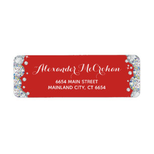 Parties scintillant diamant rouge et argent Adress