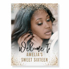 Parties scintillant d'or 16e anniversaire Affiche 