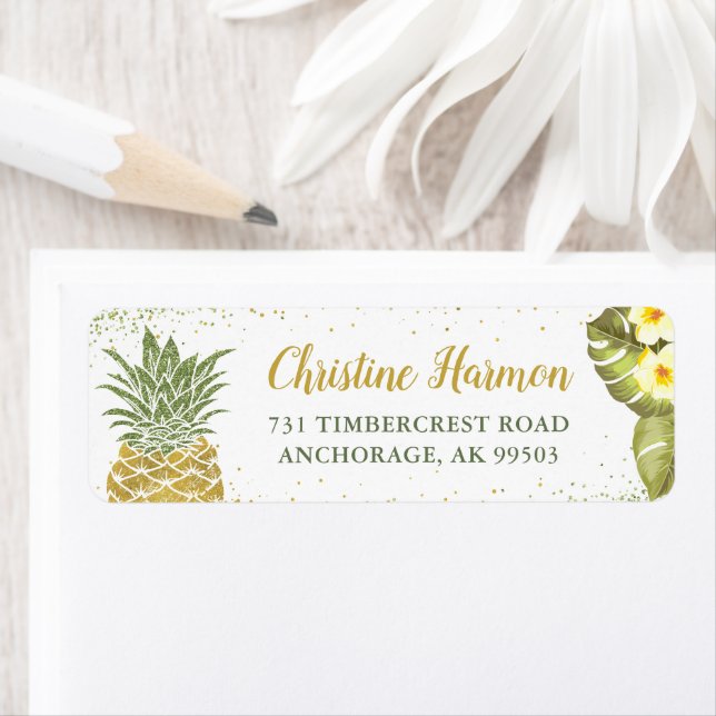 Parties scintillant d'or Ananas Floral Adresse de  (En situation)