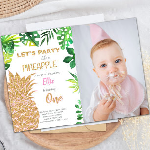 Parties scintillant d'or Ananas Invitations avec p