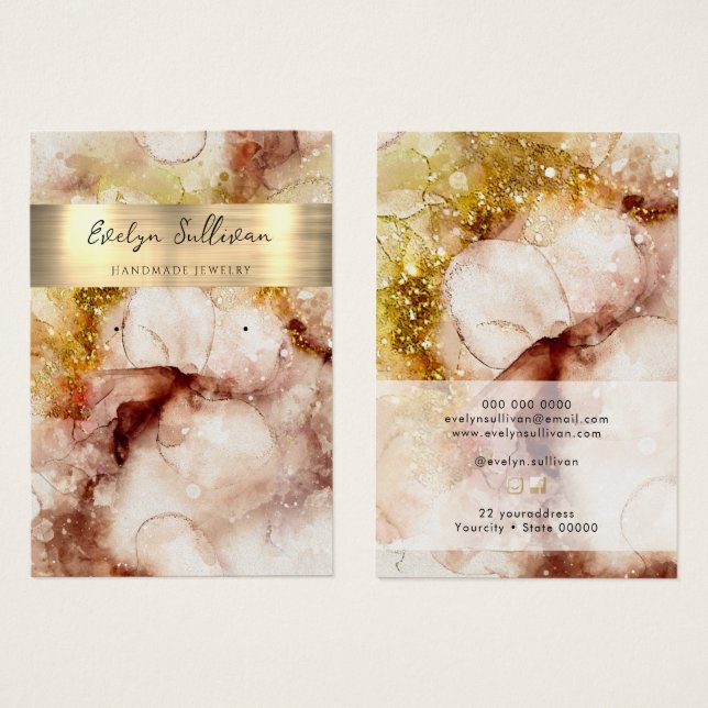parties scintillant d'or Brown  aquarelle bijoux (Devant & derrière)