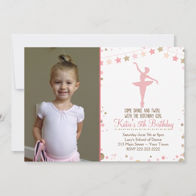 Parties scintillant d'or Danse Ballet Invitation d (Devant)