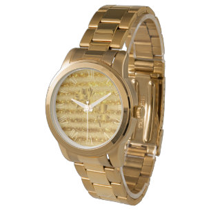 Parties scintillant d'or de luxe Floral montre cad