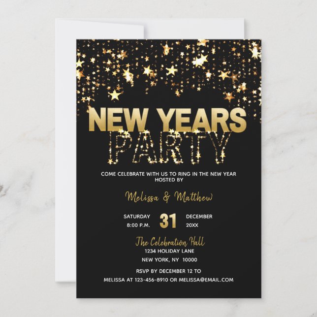 Parties scintillant d'or des invitations de la Fêt (Devant)