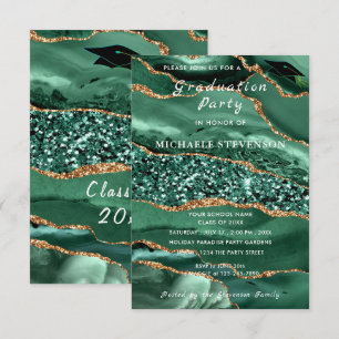 Parties scintillant d'or Emerald Green Invitation 